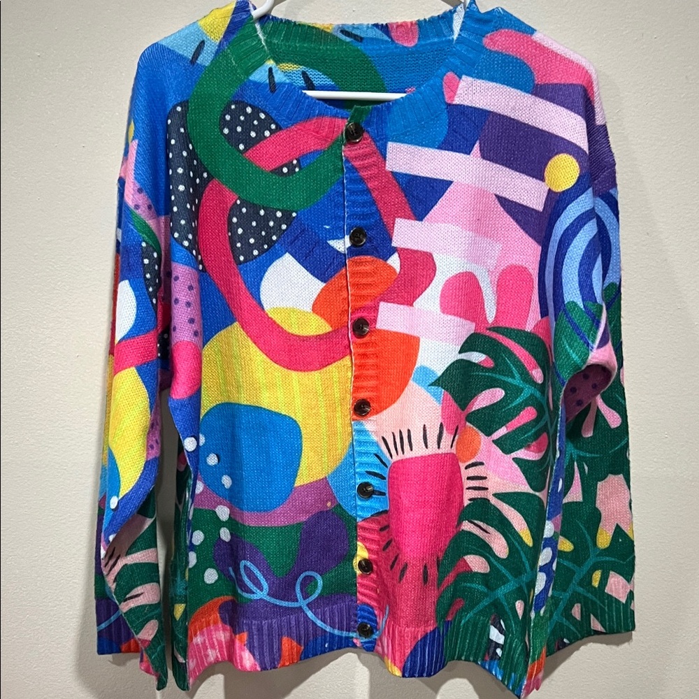 Colorful Abstract Women's Sweater Size 0XL